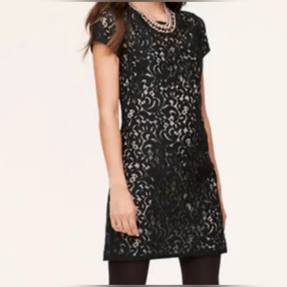 Ann Taylor Dresses & Skirts - Ann Taylor Loft Black Lace Shift Evening Formal Cocktail Mini Dress sz 0